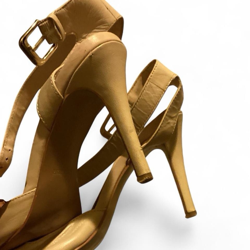 Nine West Women’s Beige Leather Pointed Toe Ankle Strap Buckle Pumps 7.5M