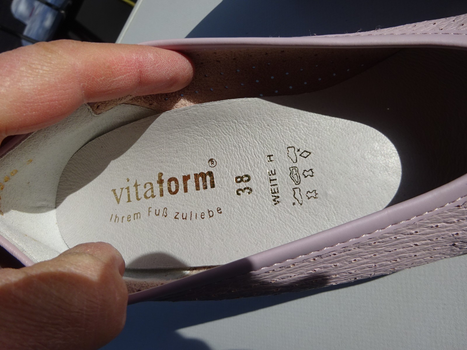 Vitaform women’s ballet flats leather deerskin rubber edge pink Germany size 38 H New