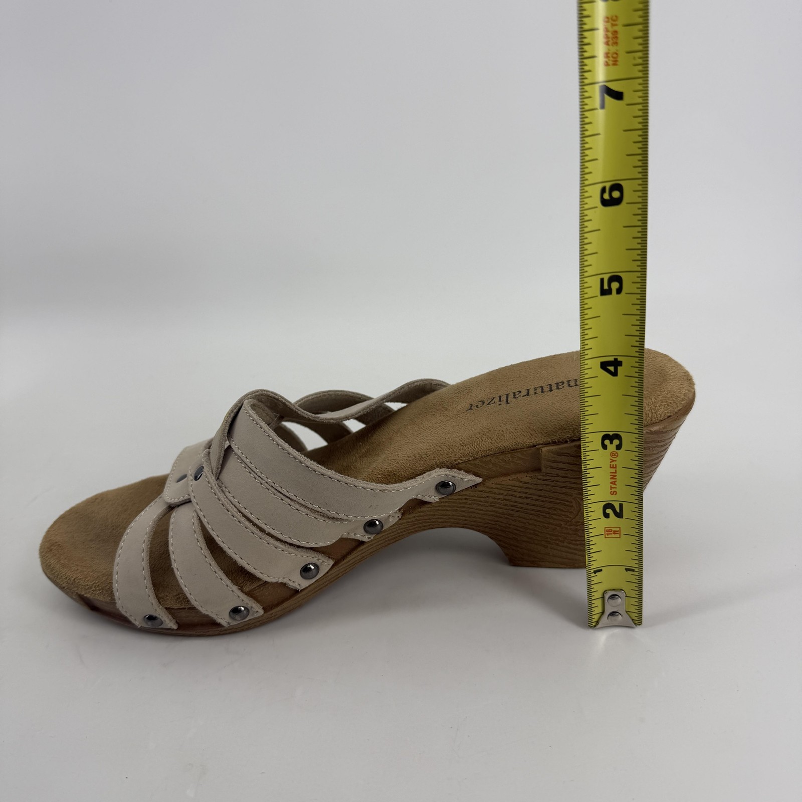 Naturalizer Captain-Rice Sandals Womens Size 9M Tan Nubuck Slide Wedge Comfort