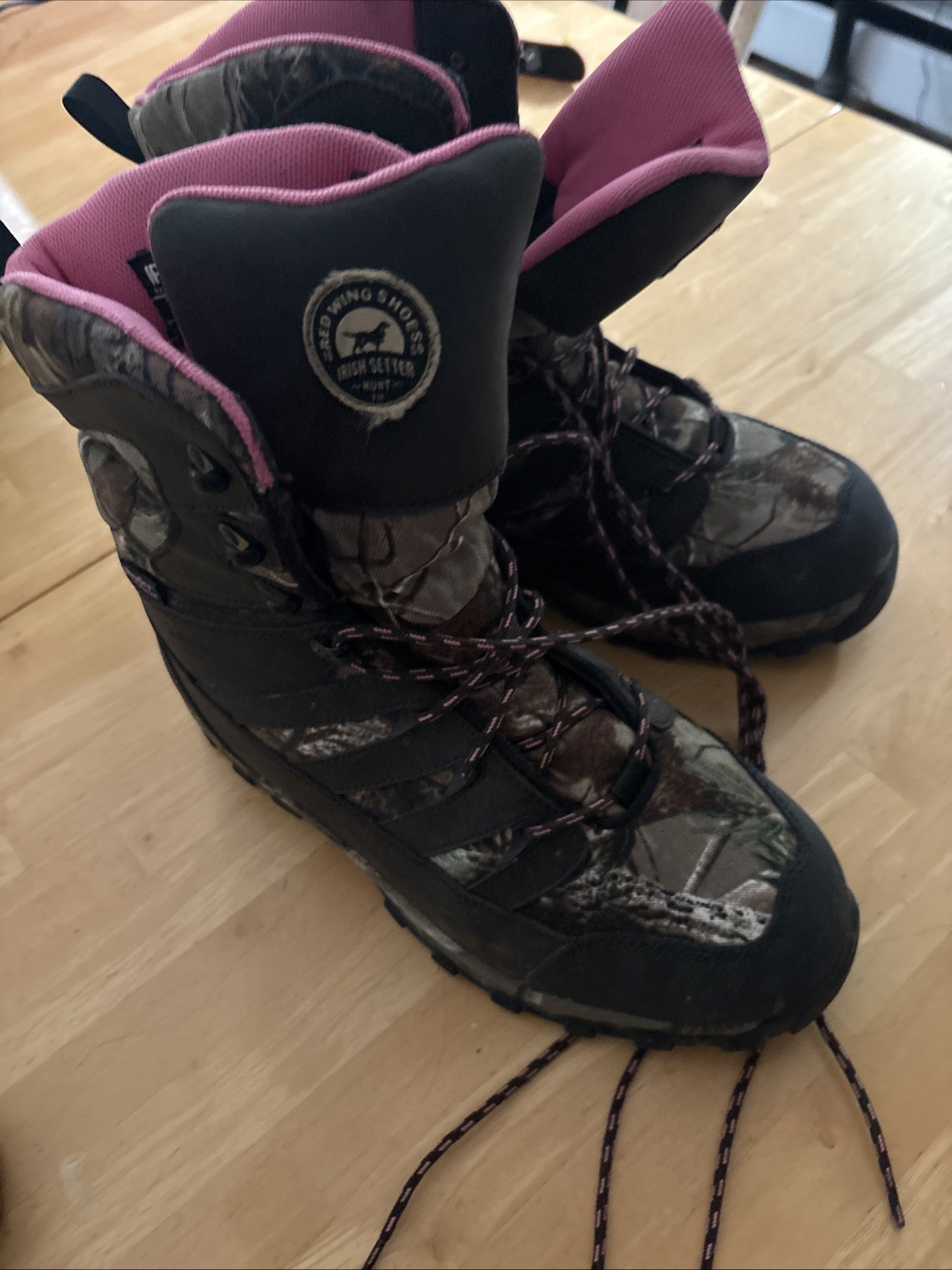 Irish Setter Hunt 3887 Boots Womens 9.5 Brown Leather Camo Waterproof Insulated