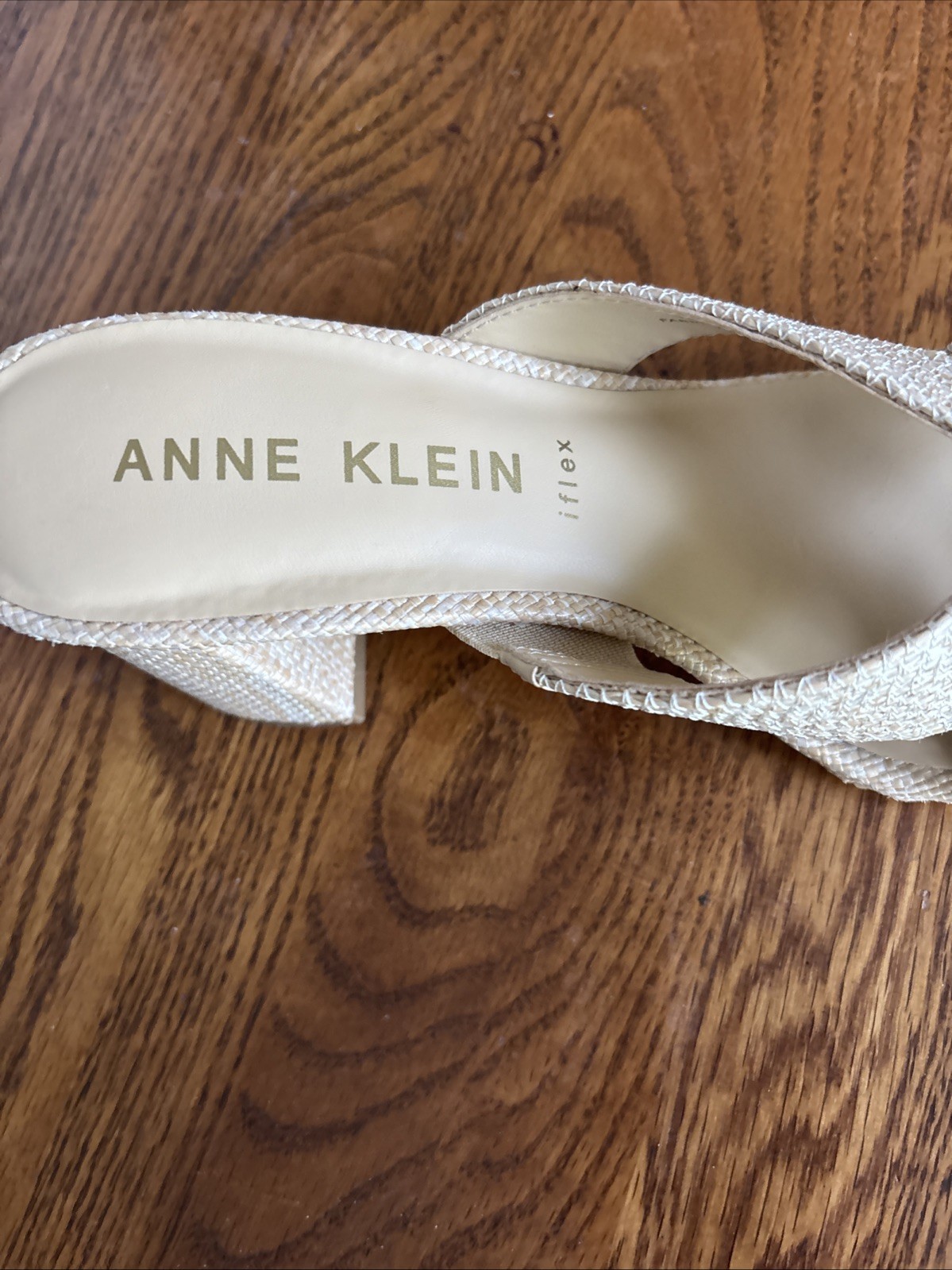 Anne Klein Women’s Size 7 1/2 Atlas Dress Sandals Raffia-Style 2.75 Inch Heels
