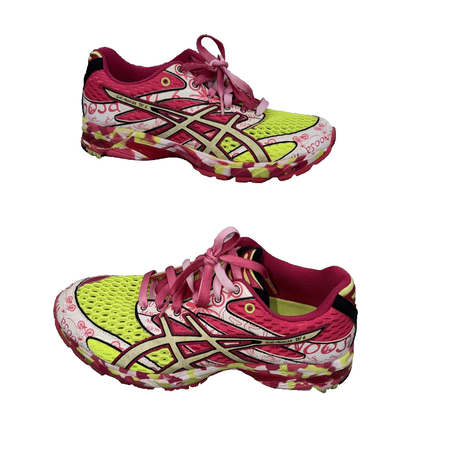 ASICS Gel Noosa Tri 6 W Size 8 Pink Lime Green Y2K Vintage Runner EUC T163N