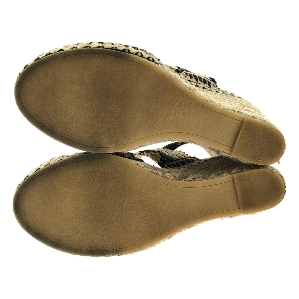 Sergio Rossi SR Rimini 085 Wedge Sole Sandals Beige Black White Women’s EU38/US8