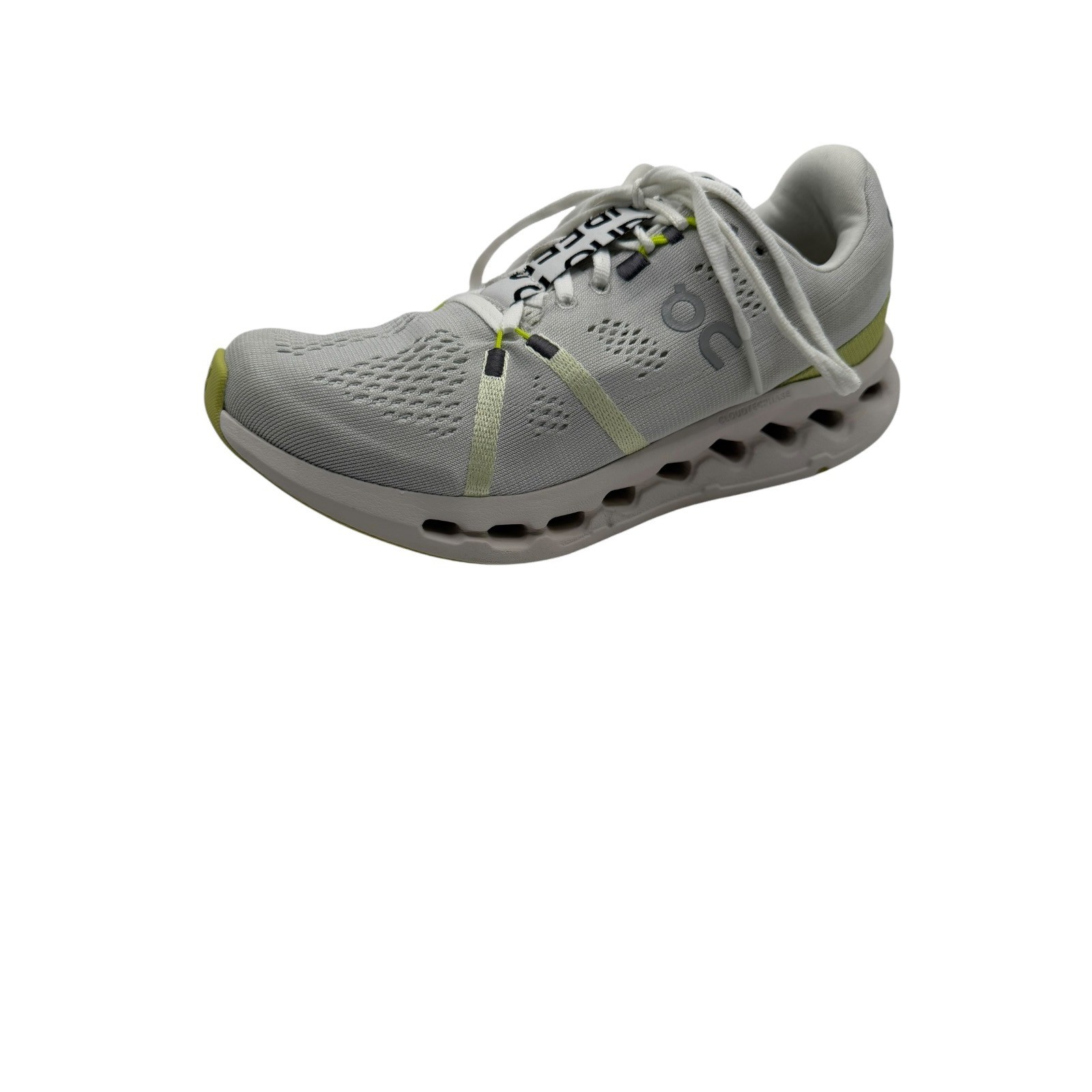 On Cloudsurfer Running Shoes Womens 7.5 Grey Lime Excellent 3WD10440248
