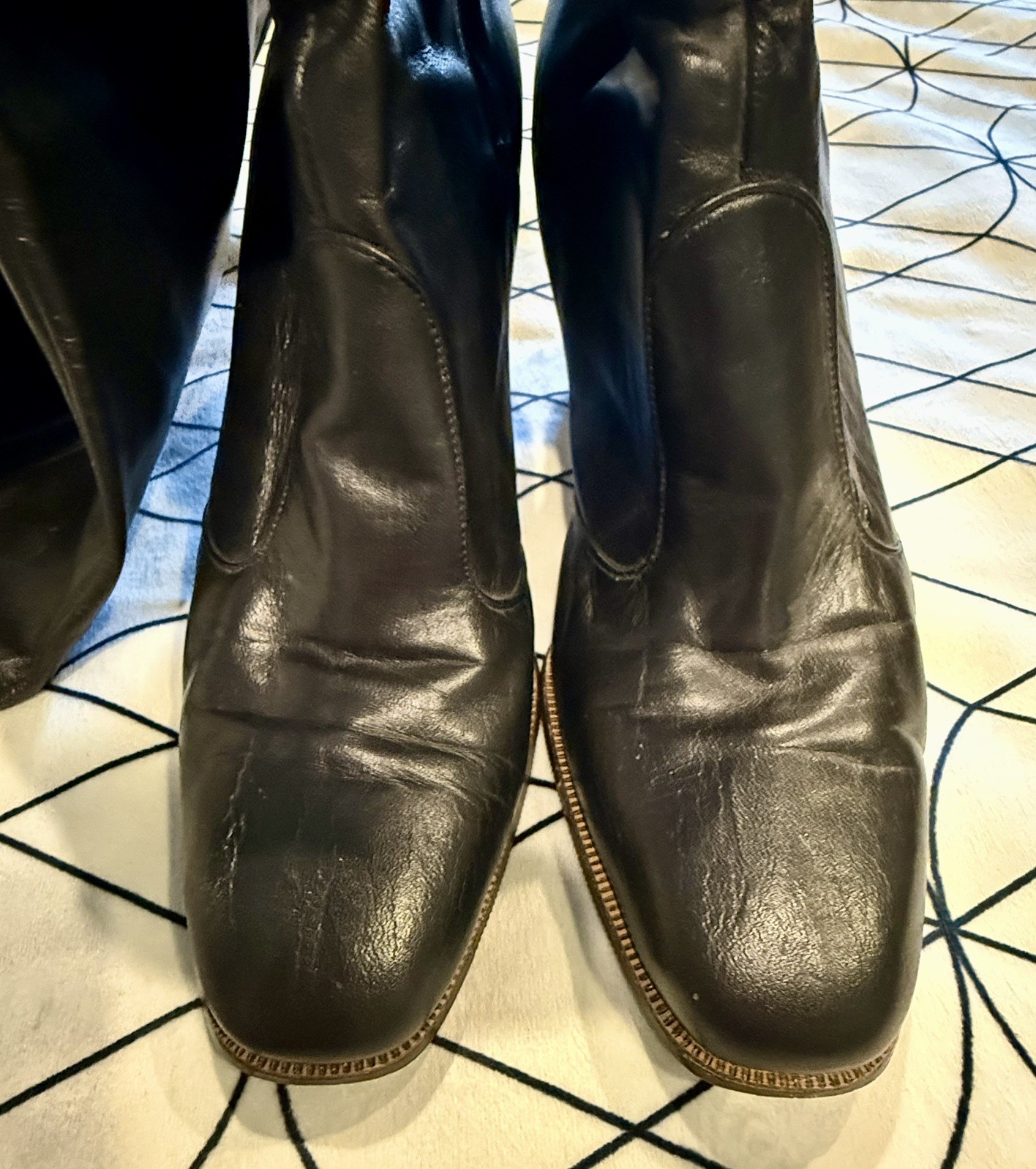 GENUINE🔥Joyce California VINTAGE Boots🔥60s/70s Blk Leather Almond Toe Sz 8 – 9