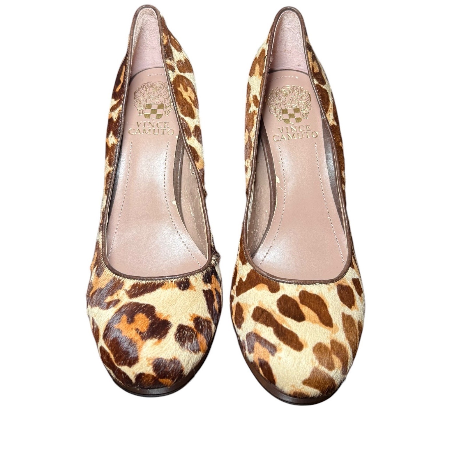 Vince Camuto Leopard Print Calf Hair Platform Pumps Brown Tan Size 7B 37