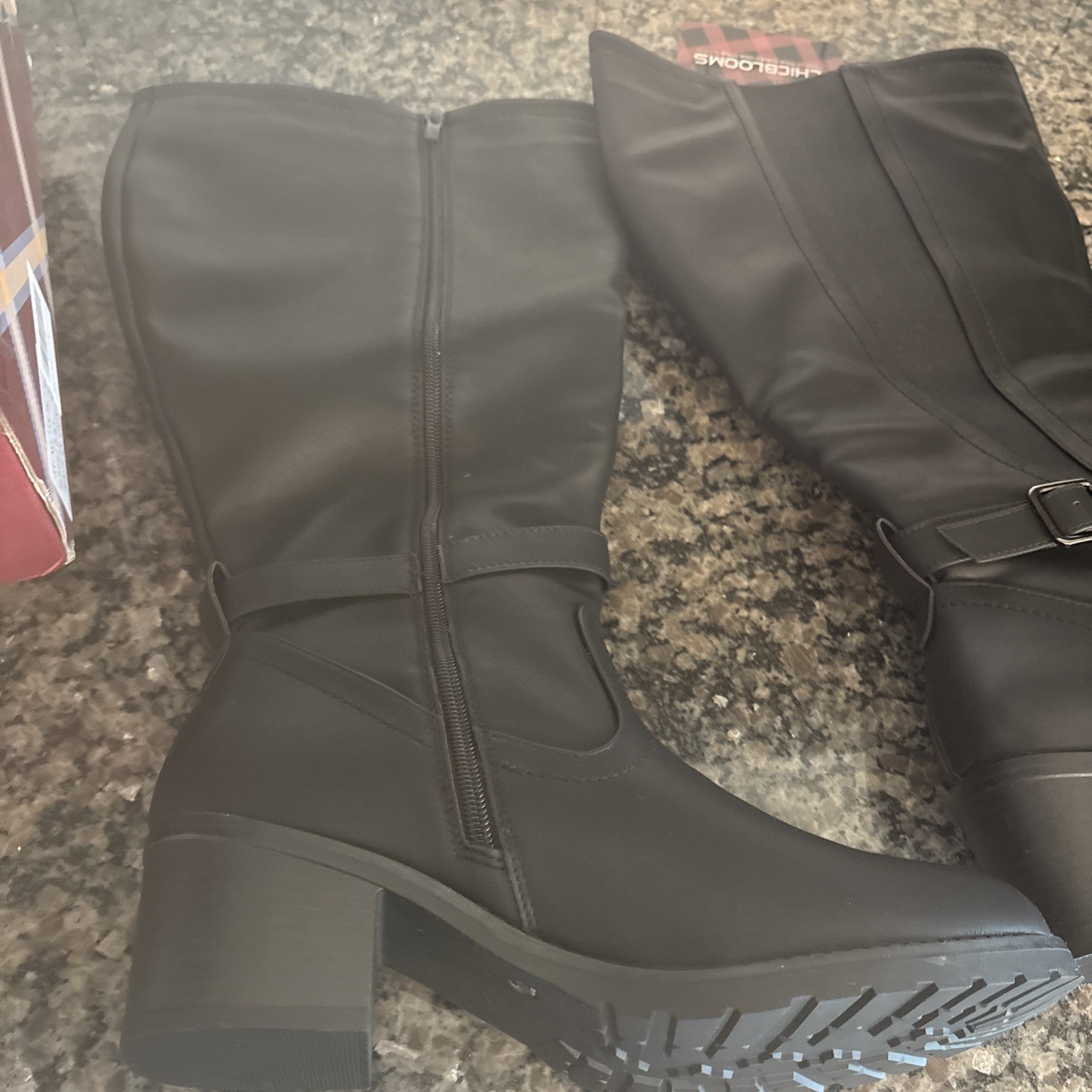 CHICBLOOMS ladies size 10 black wide calf boot