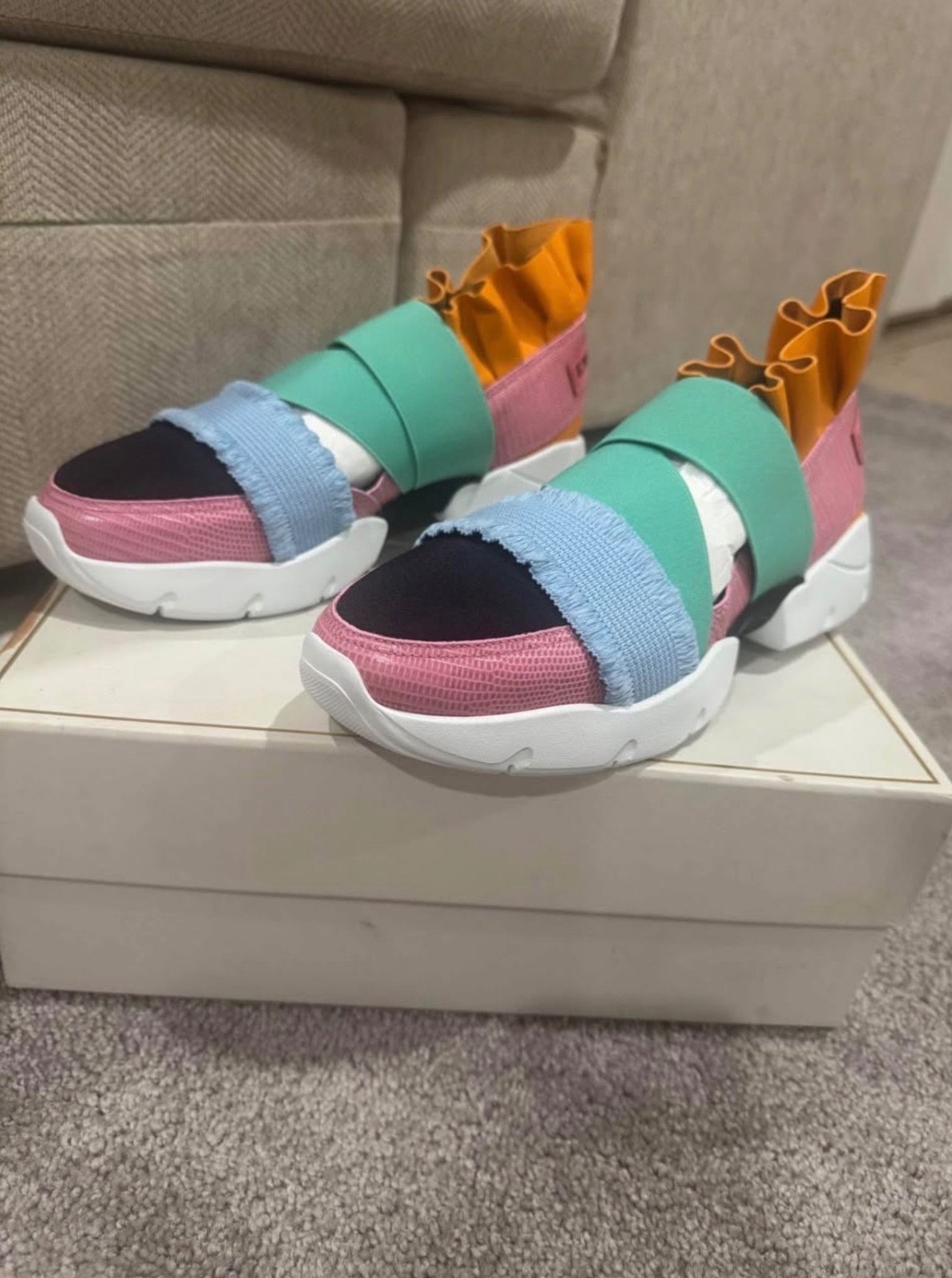 Emilio Pucci – Colorful Ruffle Chunky Platform Sneakers – Size 10