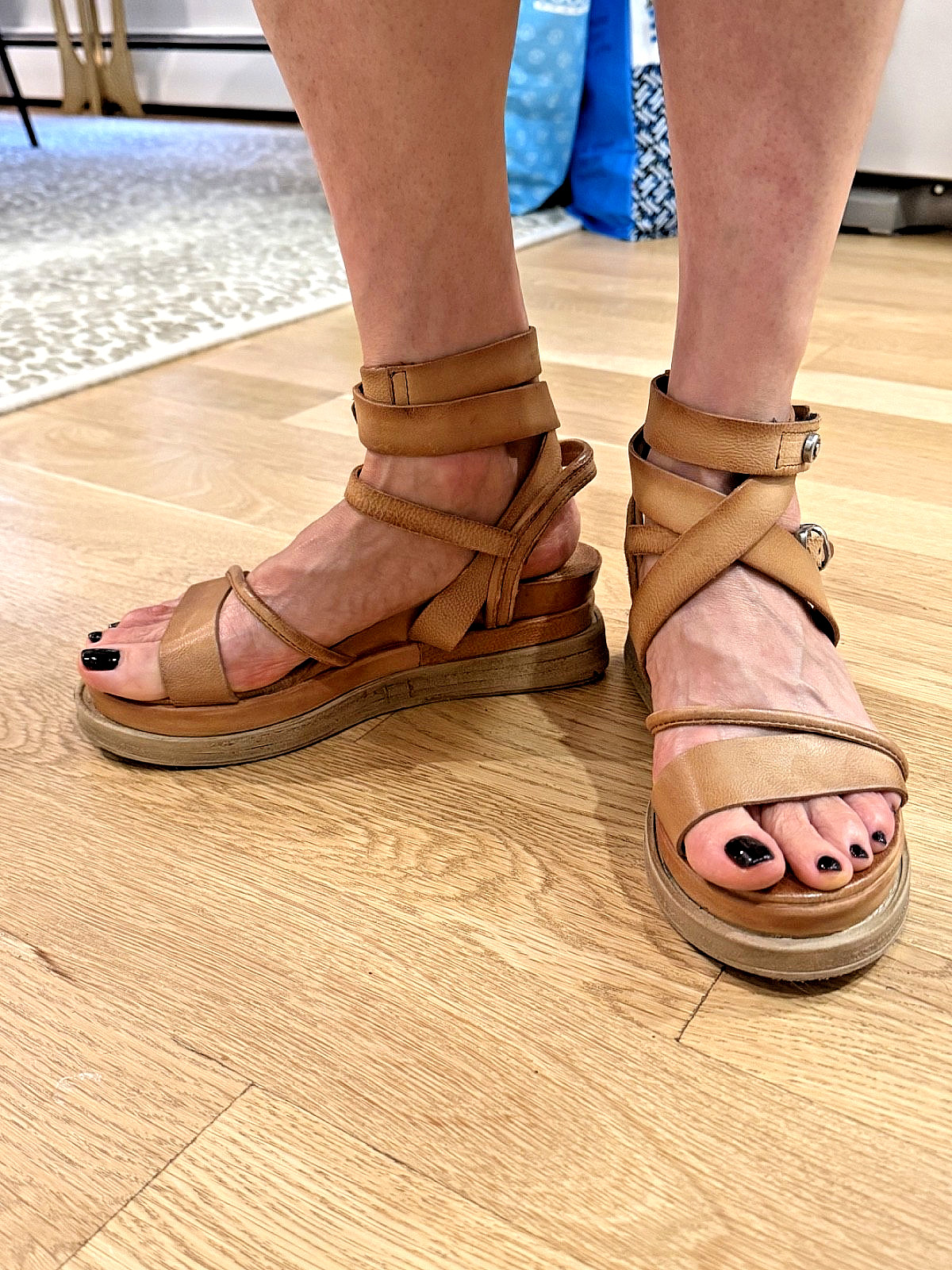 A.S.98 Airstep Leather Platform Sandals EU 36 US 6 Cognac Tan Ankle Strap NWOB