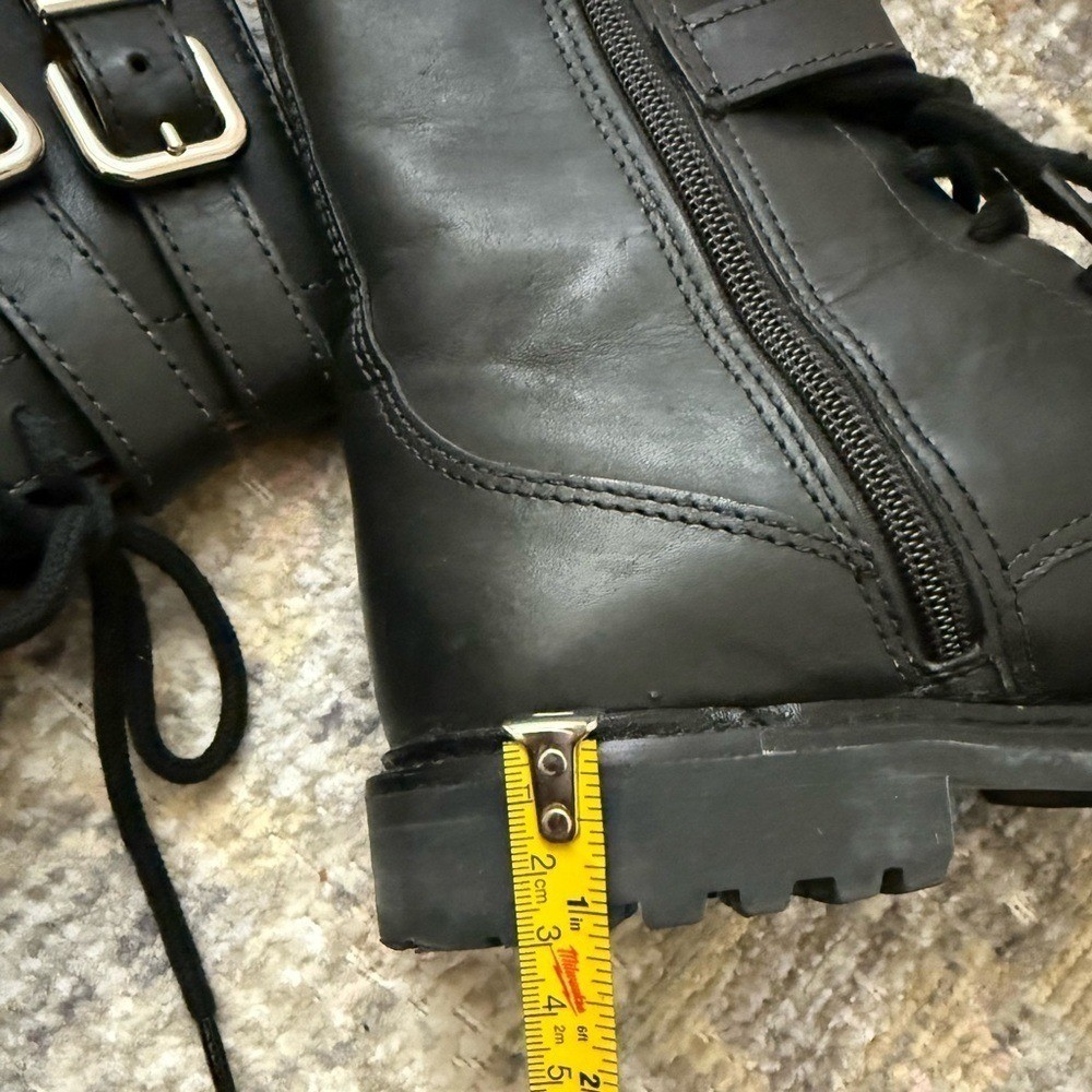 Antonio Melani Black Leather laced biker Boots with buckle