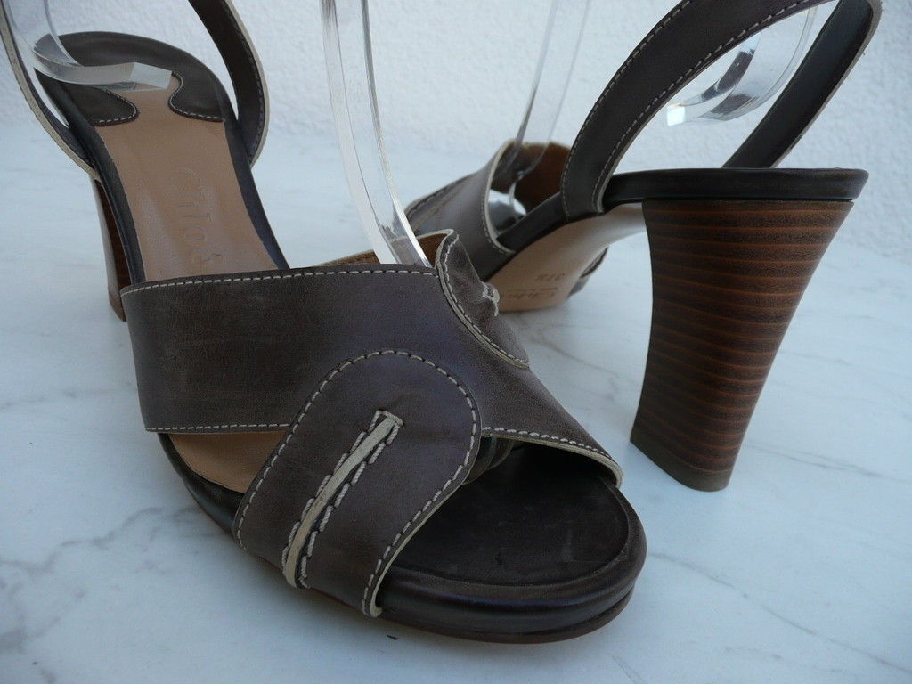 Chloé Chloe size 37.5 sandals heels shoes mocha moka new former RRP €365
