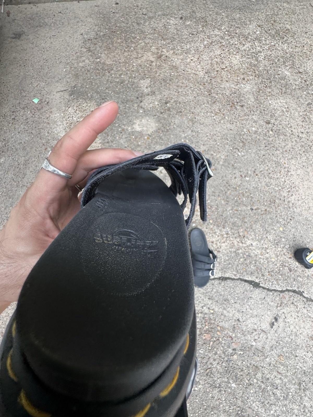 Dr. Martens Blaire Slide Sandals Black Leather Platform Buckle Womens 6 Docs