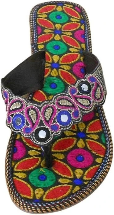 Women Slippers Leather Handmade Indian Slippers Embroidered US 7-10