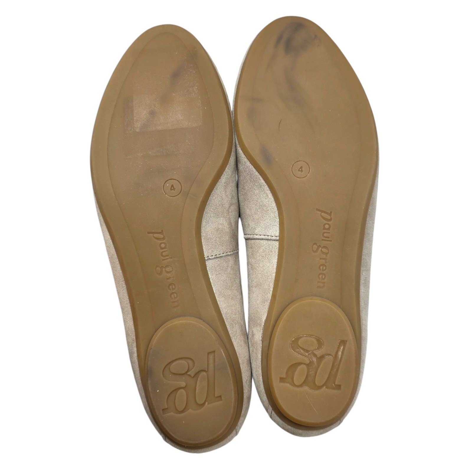 Paul Green Taupe Metallic Suede Ballerina Flats Made in Austria Size 6.5 US $395