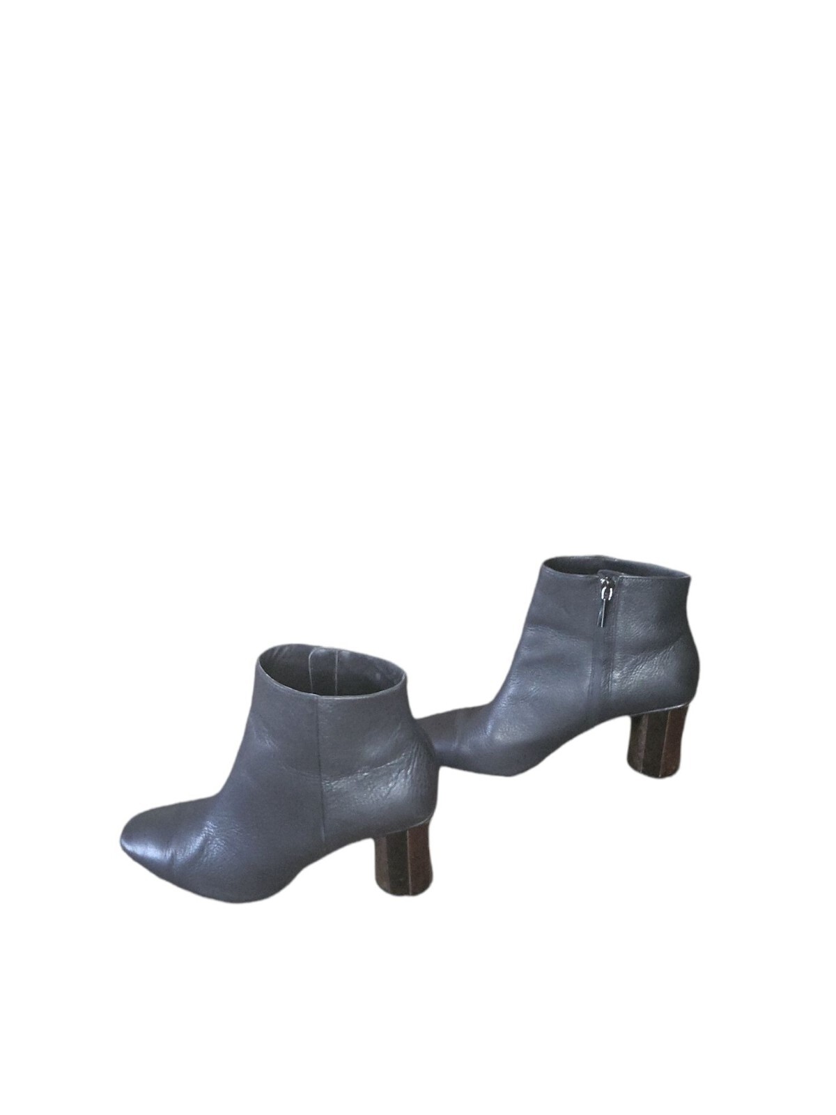 Zara Ankle Boots Women Sz 9 Wide Heeled Black Leather Designer Winter Workwear