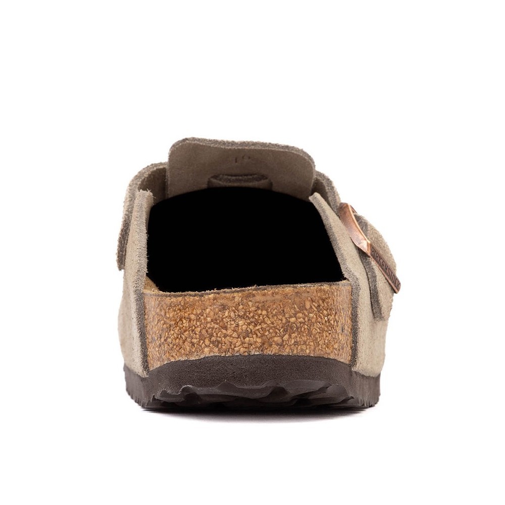 Birkenstock Boston Taupe Classic Suede Soft Footbed Clogs Women’s Shoes