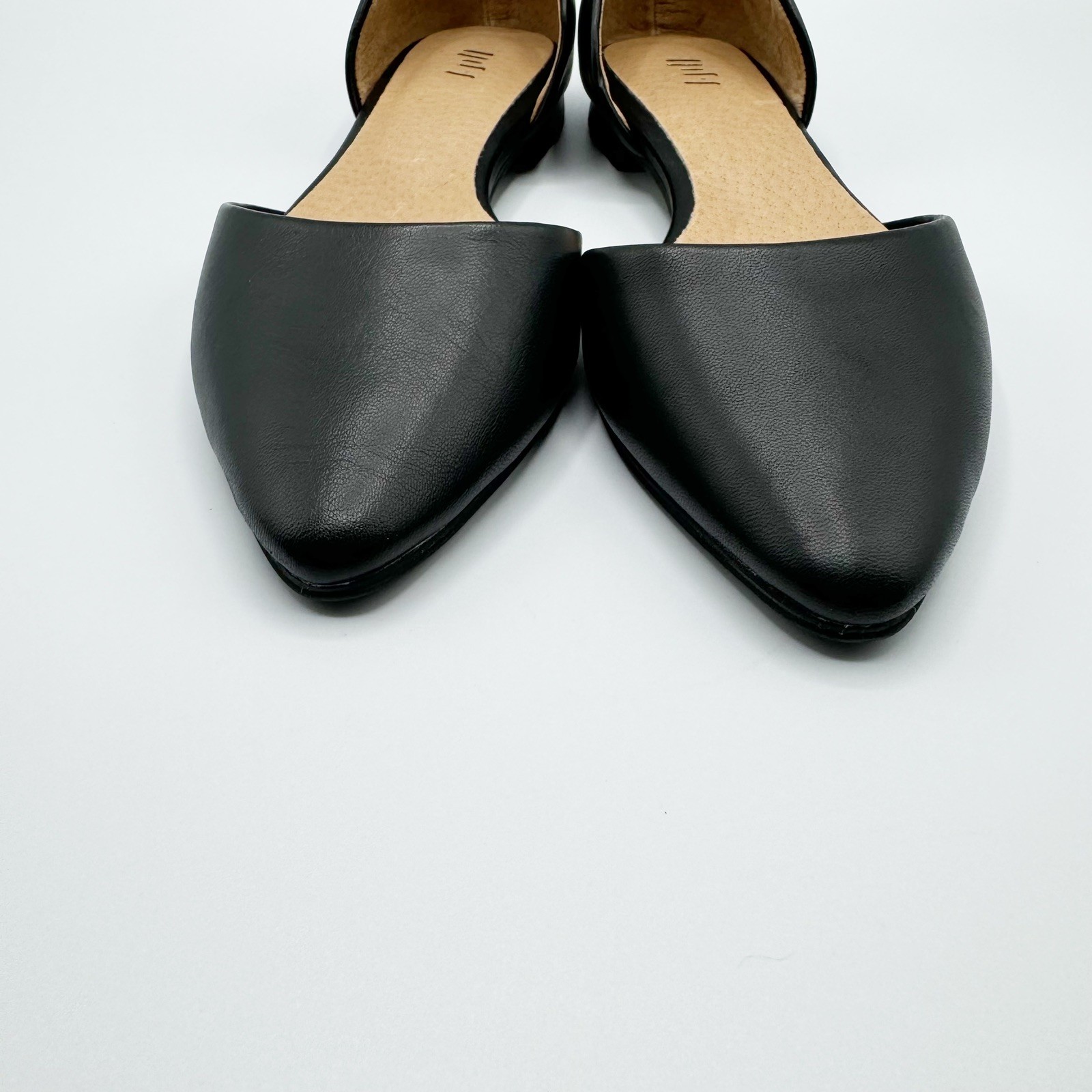 J Jill D’Orsay Flats Black Leather Slip On Pointy Toe Classic Workwear Size 6