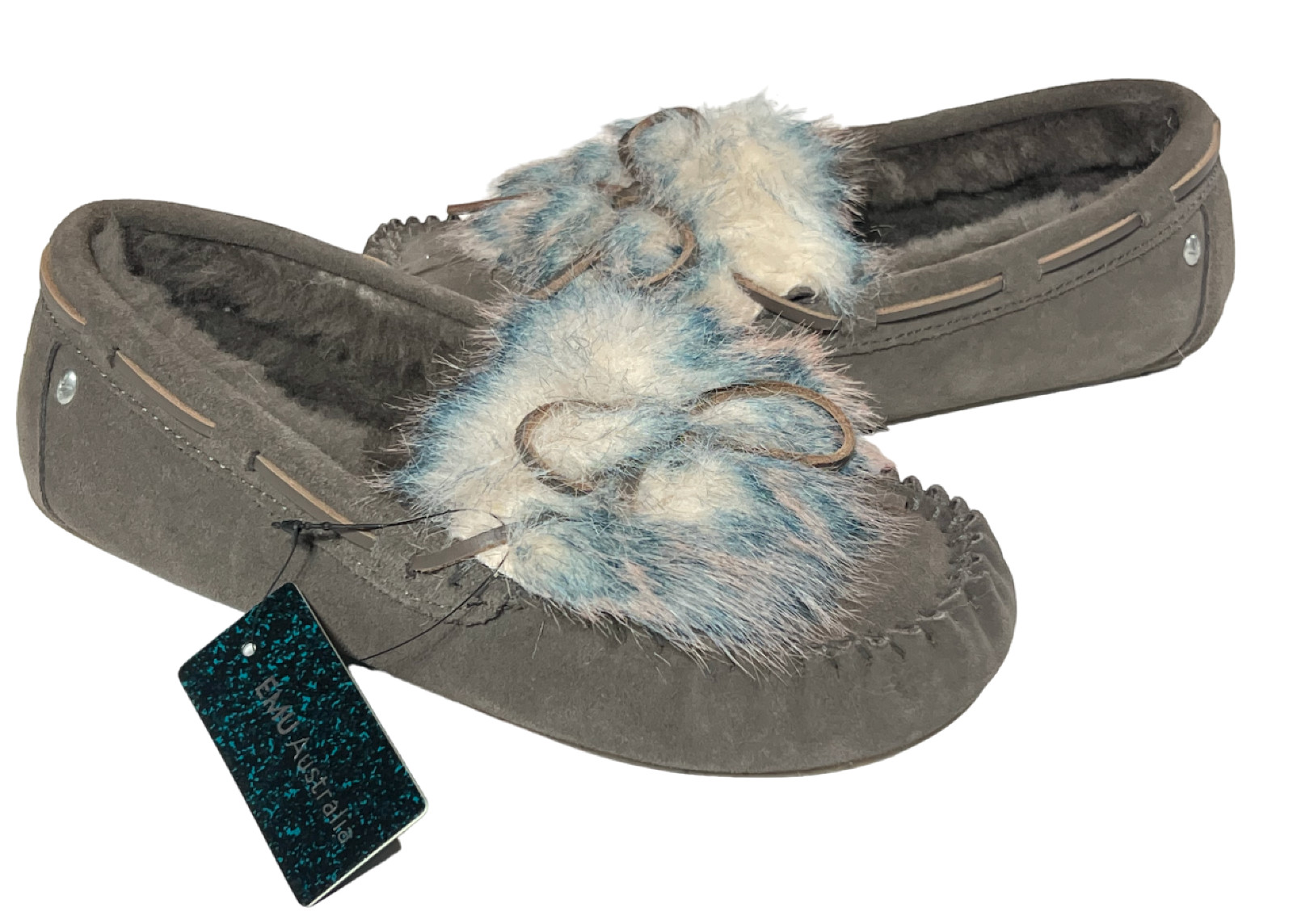 NEW EMU AUSTRALIA x ANTHROPOLOGIE GRAY LAVA AMITY MOCCASINS SLIPPERS SHOES 7