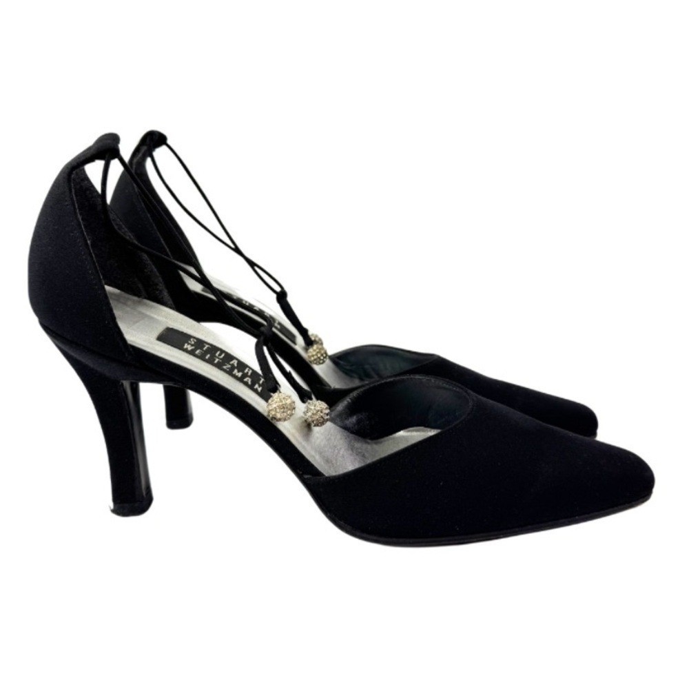 Stuart Weitzman Jezebella Women’s Black Rhinestone Ball Tie Formal Shoe Size 7.5