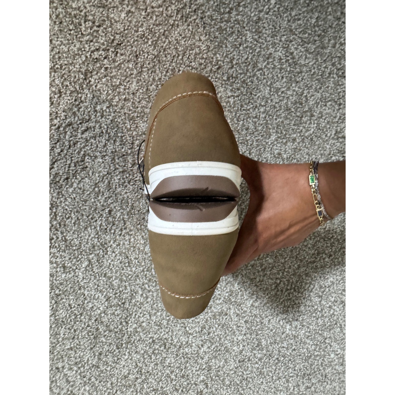 Alexis Bendel Comfort Brown Loafers Gold Bit Detail Slip On Shoes Womens 11 NEW