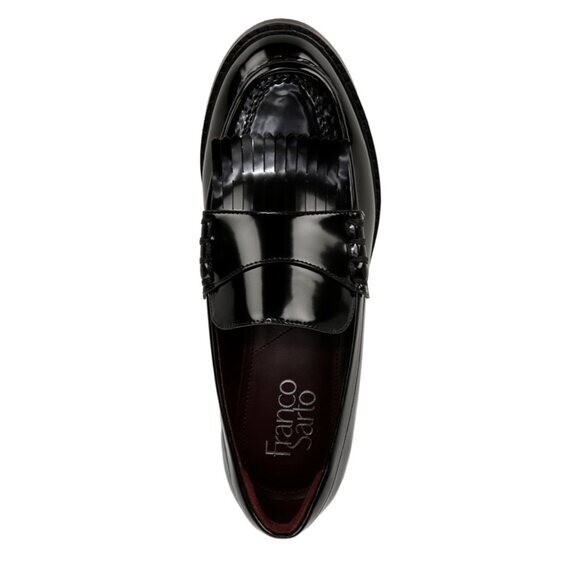 NEW FRANCO SARTO Women’s Alonzo Loafer Color: Black Faux Leather Fringe