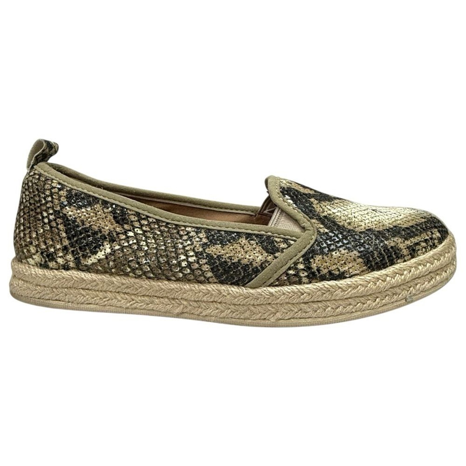 Clarks Azella Theoni Snake Print Slip On Espadrille Loafers Size 8 Boho Coastal