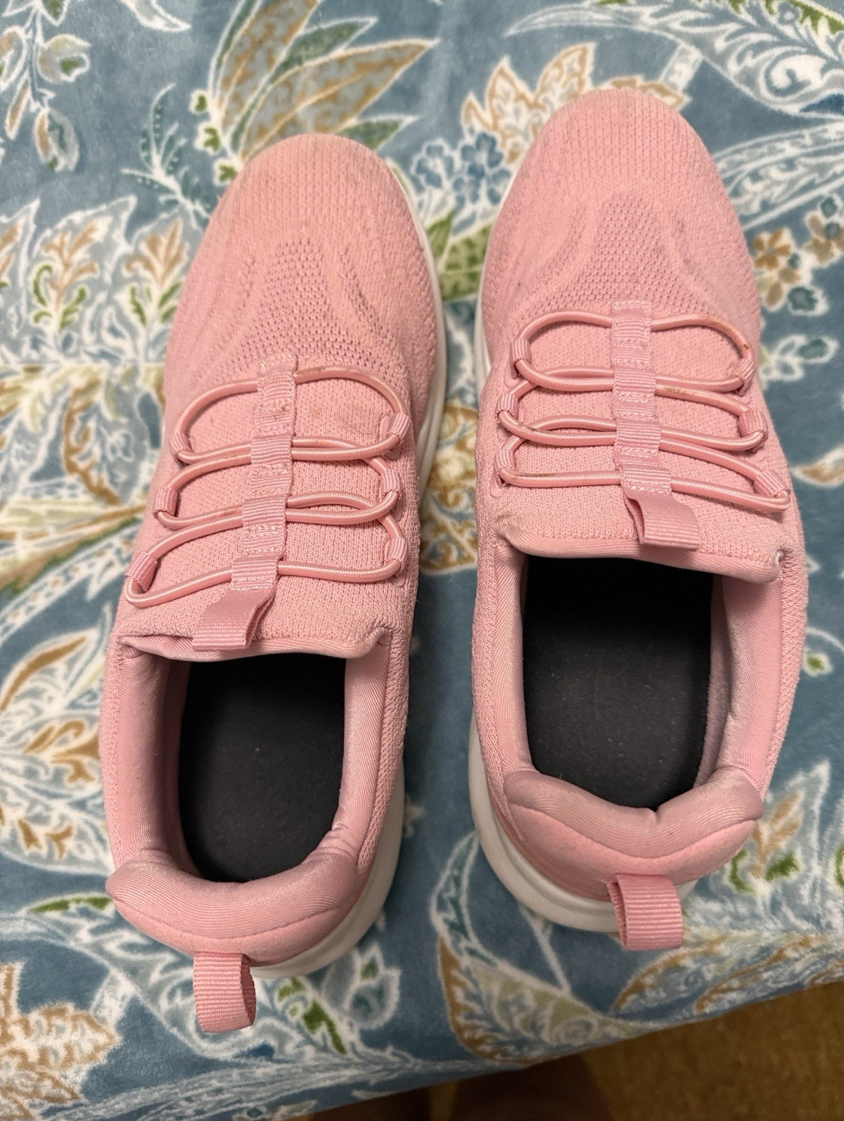 FLT Pink Knit Women’s Athletic Sneakers Lace Up Low Top Breathable Rubber Sole