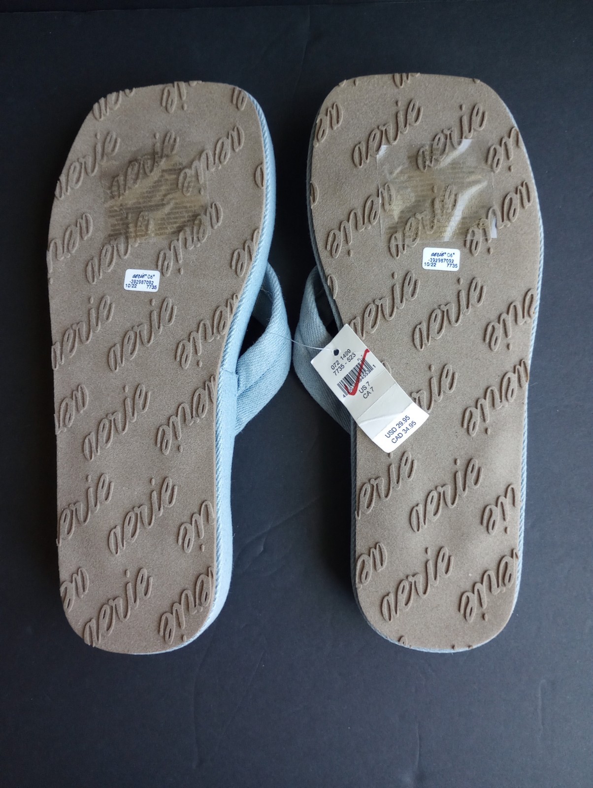 NWT Aerie Square Toe Flip Flop Denim Size 7