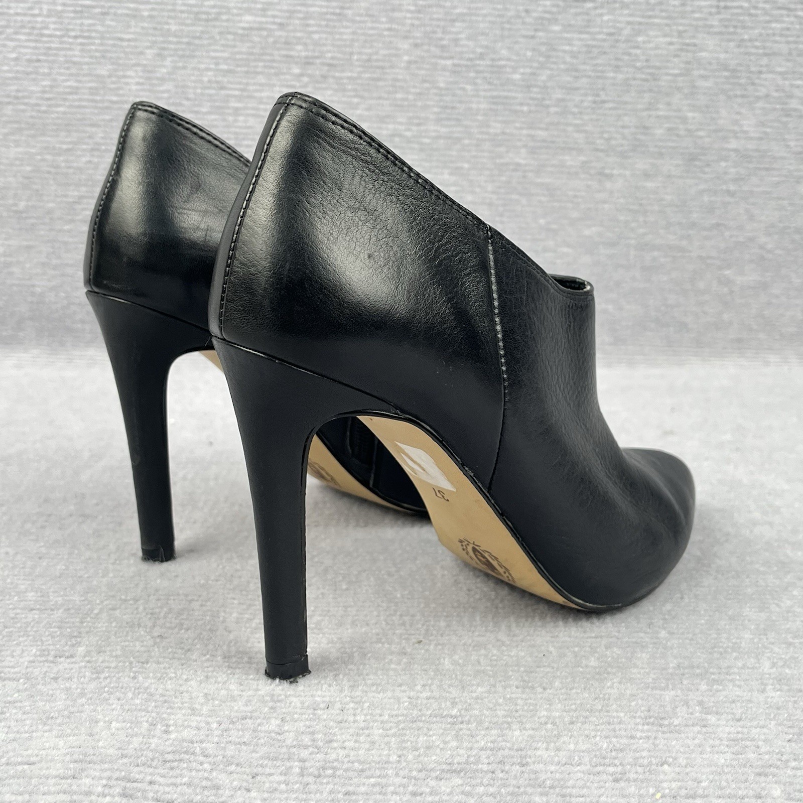Mi Piaci Black Leather Stiletto Ankle Booties Pointed Toe Zip EU 37 AU 6 US 7