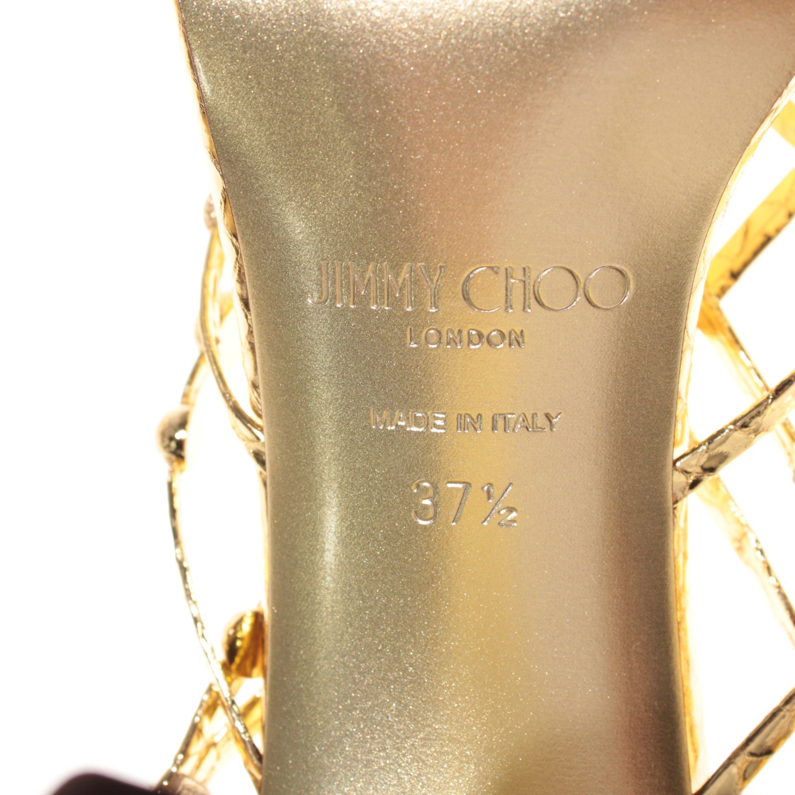 Jimmy Choo NWB Felice 95 Heeled Sandals Size 37.5 (US 7.5) in Gold Leather