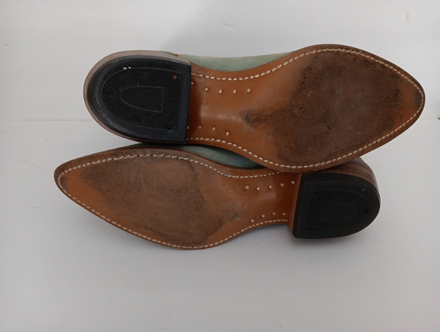 Vintage Wrangler Suede Boots Size 6 Womens Mint Green Western
