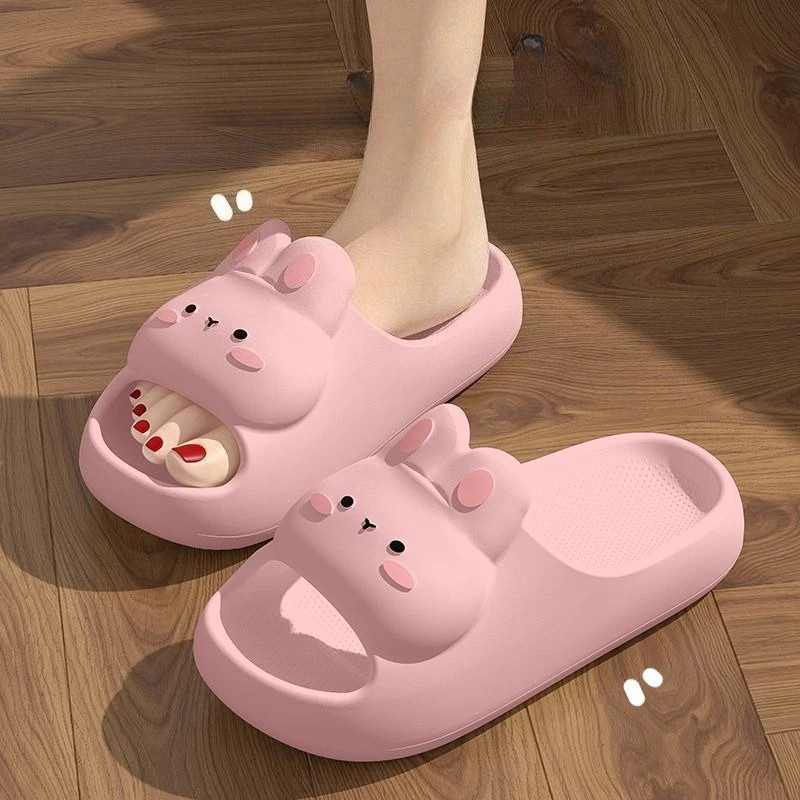 Women’s Summer Sandals and Slippers Home Cute Rabbit Style Bathroom Non-Slip Fee