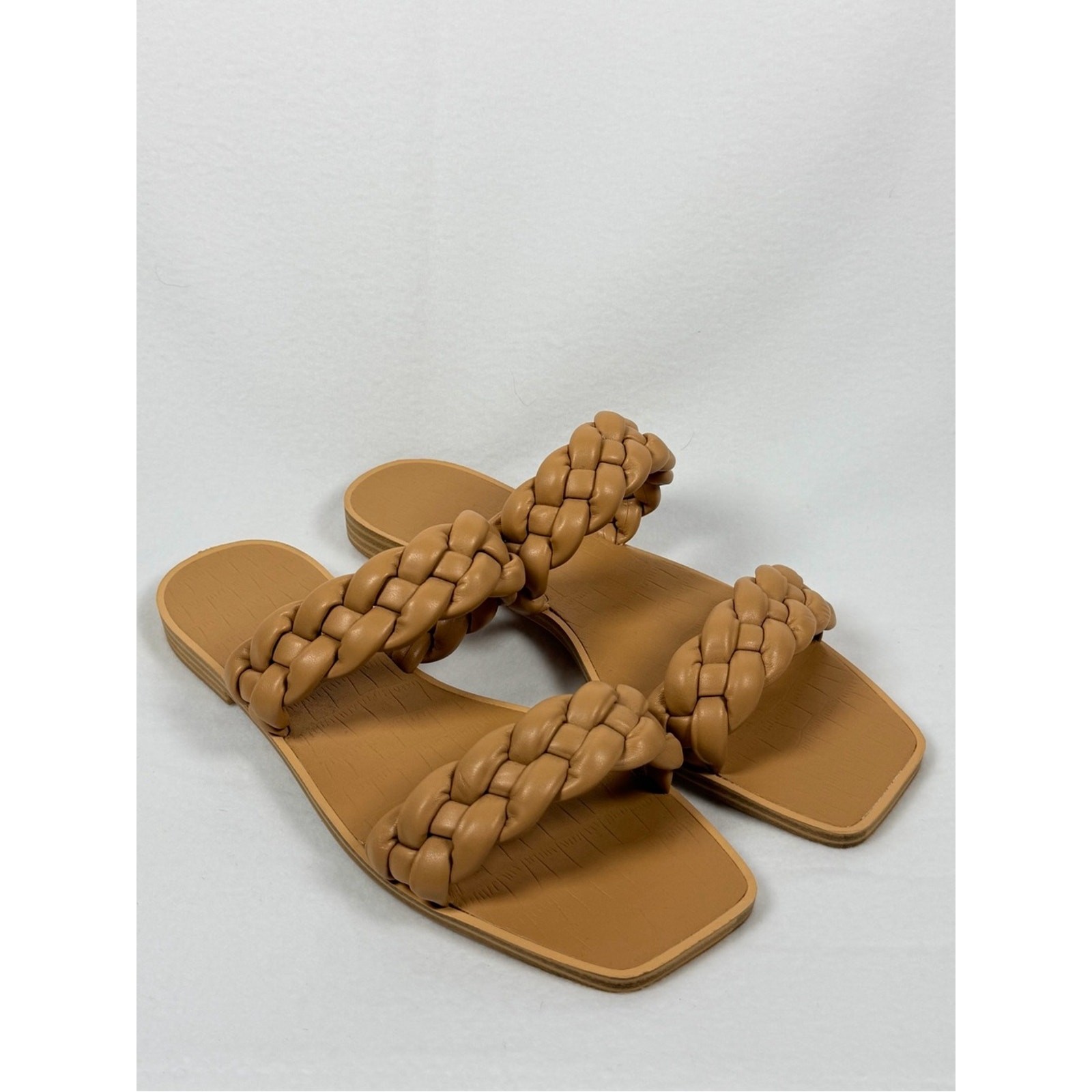 ZBY Tan Braided Double Strap Slide Sandals Women’s Size 8.5