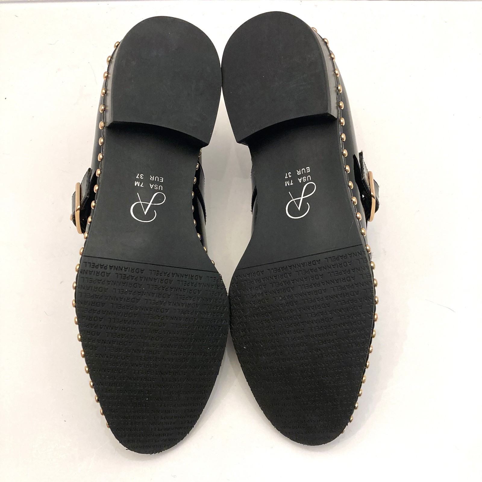 Adrianna Papell Womens 7M Pierce Monk Strap Loafer Black Patent Leather Studs
