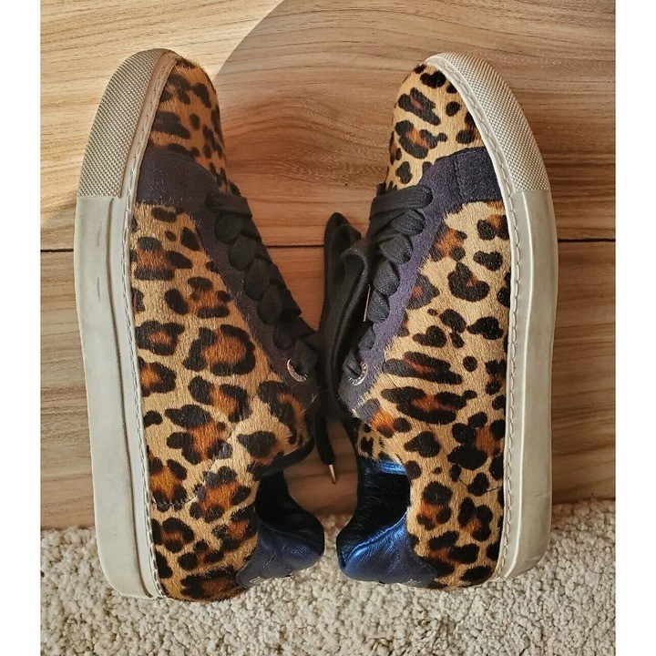 Zadig & Voltaire Women’s Leopard Print Blue Leather Sneakers size 36 US 6.5