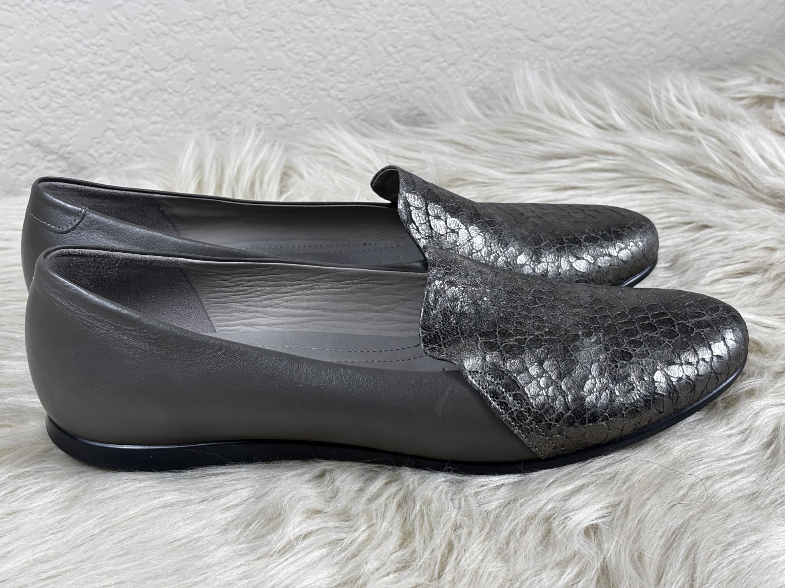 ECCO Touch 35 Loafers Women’s EU 41 US 10.5 Gray Leather Slip On Comfort