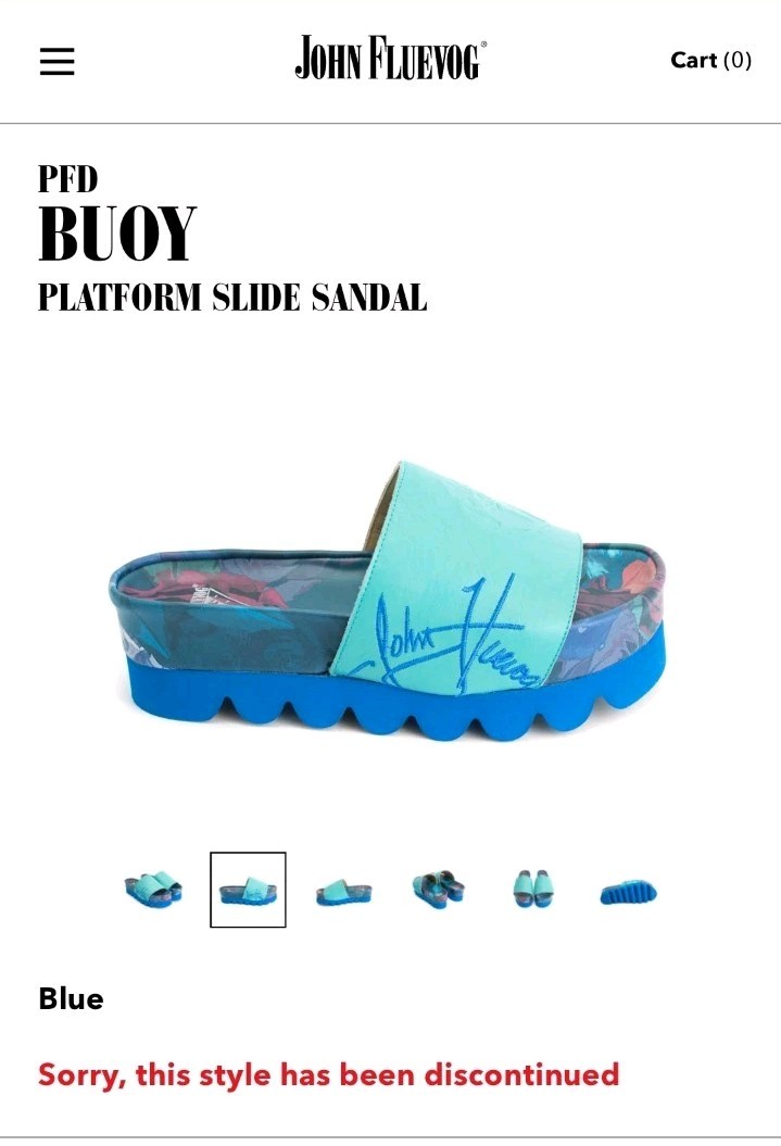 JOHN FLUEVOG signed platform teal and blue slide sandal shoes BUOY SIZE 10. EUC!