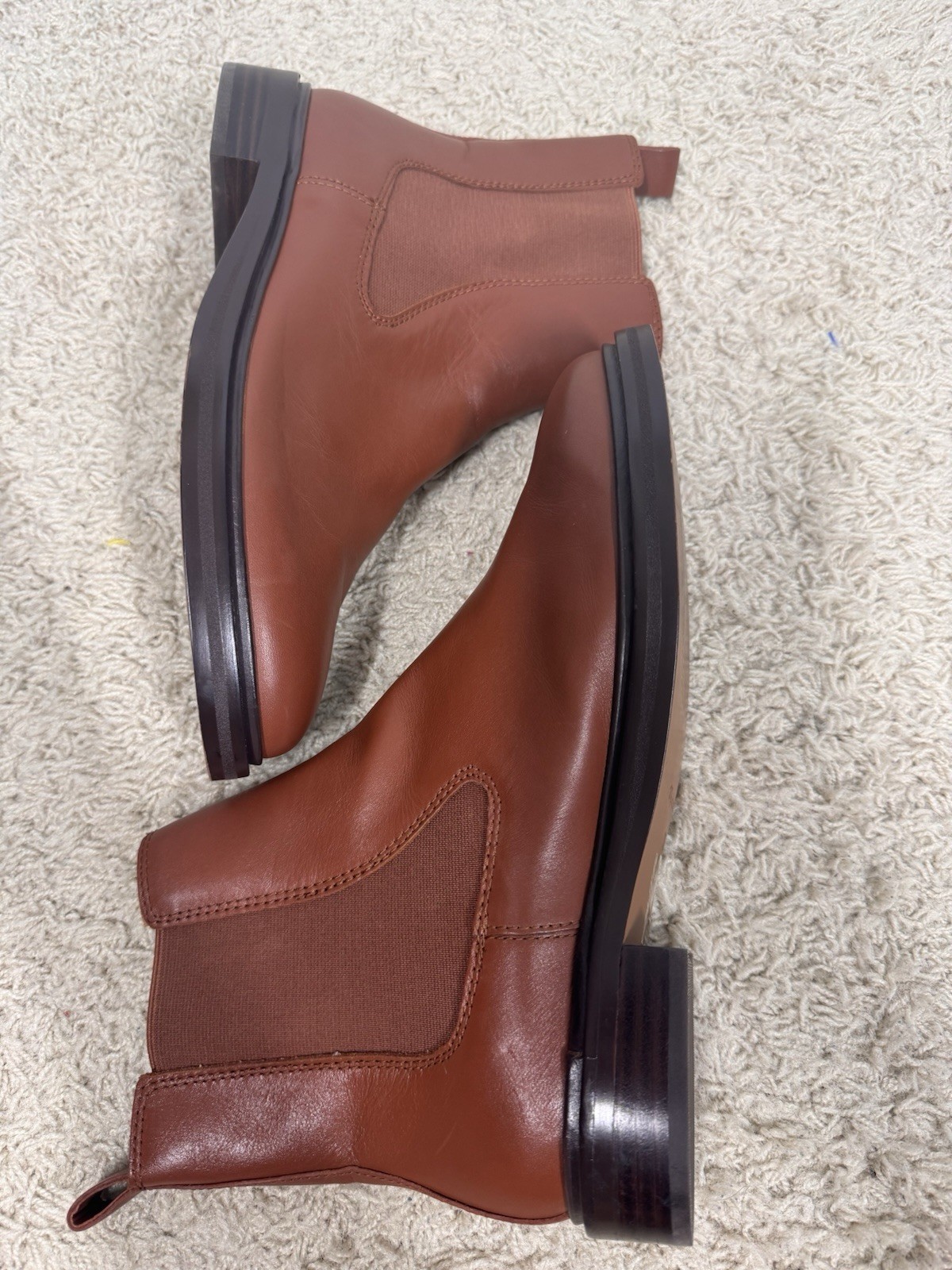 Madewell The Benning Chelsea Boot in Warm CInnamon Brown Soft Leather Women 9.5