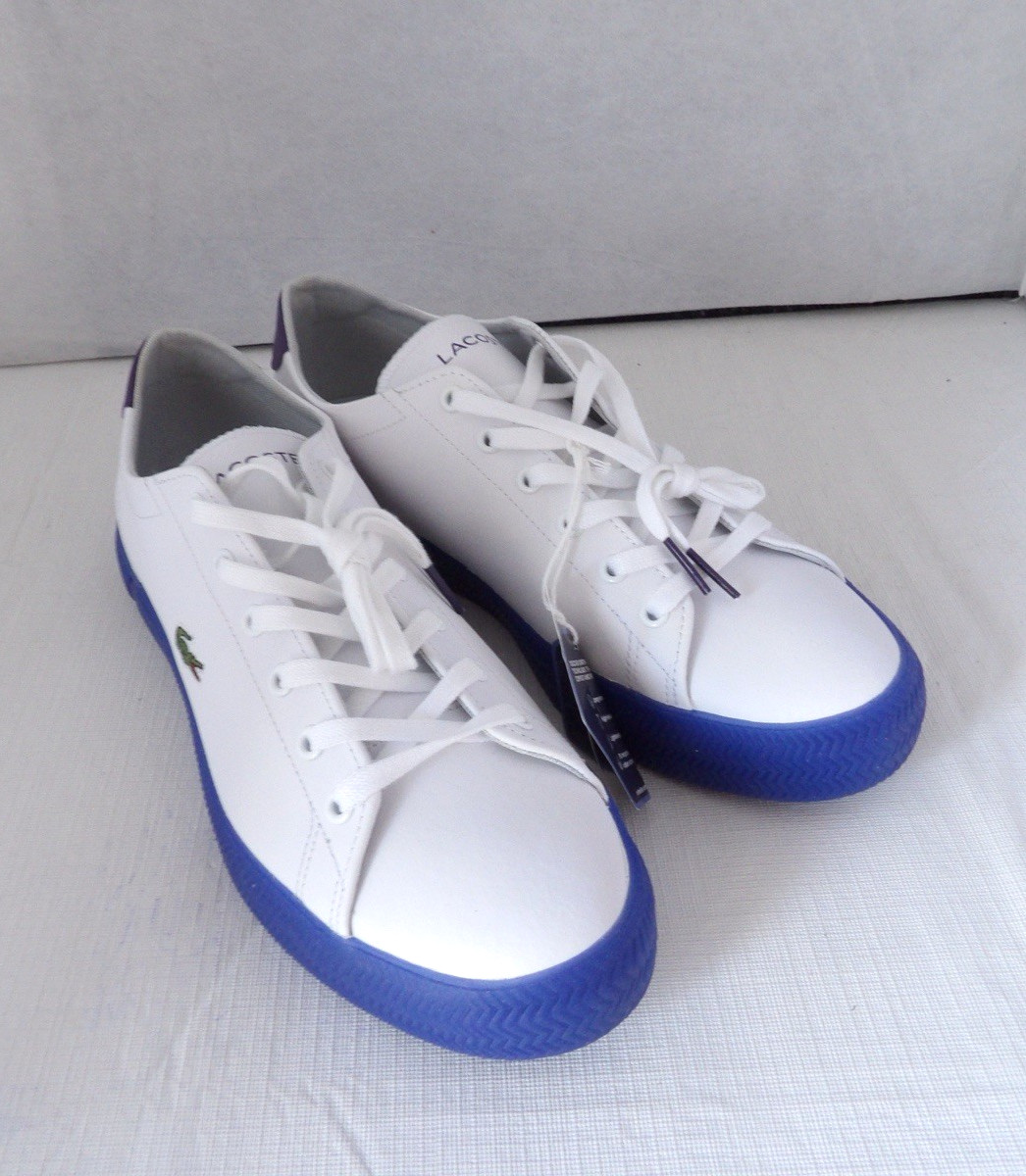 NWOB Authentic LACOSTE White/Purple Leather Women’s Sneakers Size 9 M