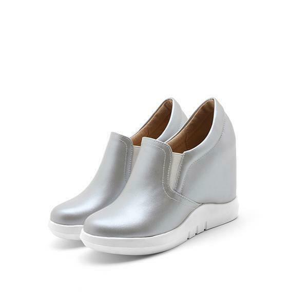 Women’s Casual Sneakers Hidden Wedge High Heel Round Toe Pumps Shoes Slip On Hot