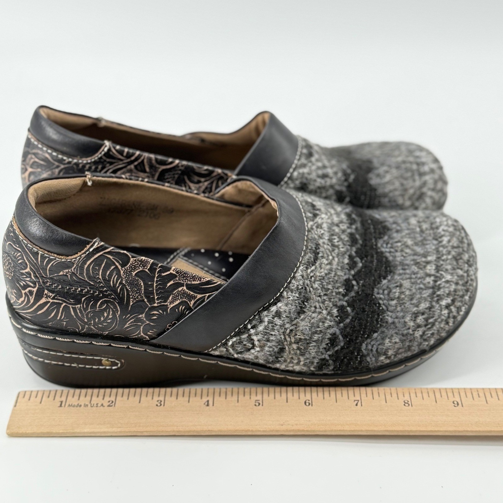 Spring Step L’Artiste Clogs 39 Floral Knit Zagabank Boho Art to Wear Shoes 8.5