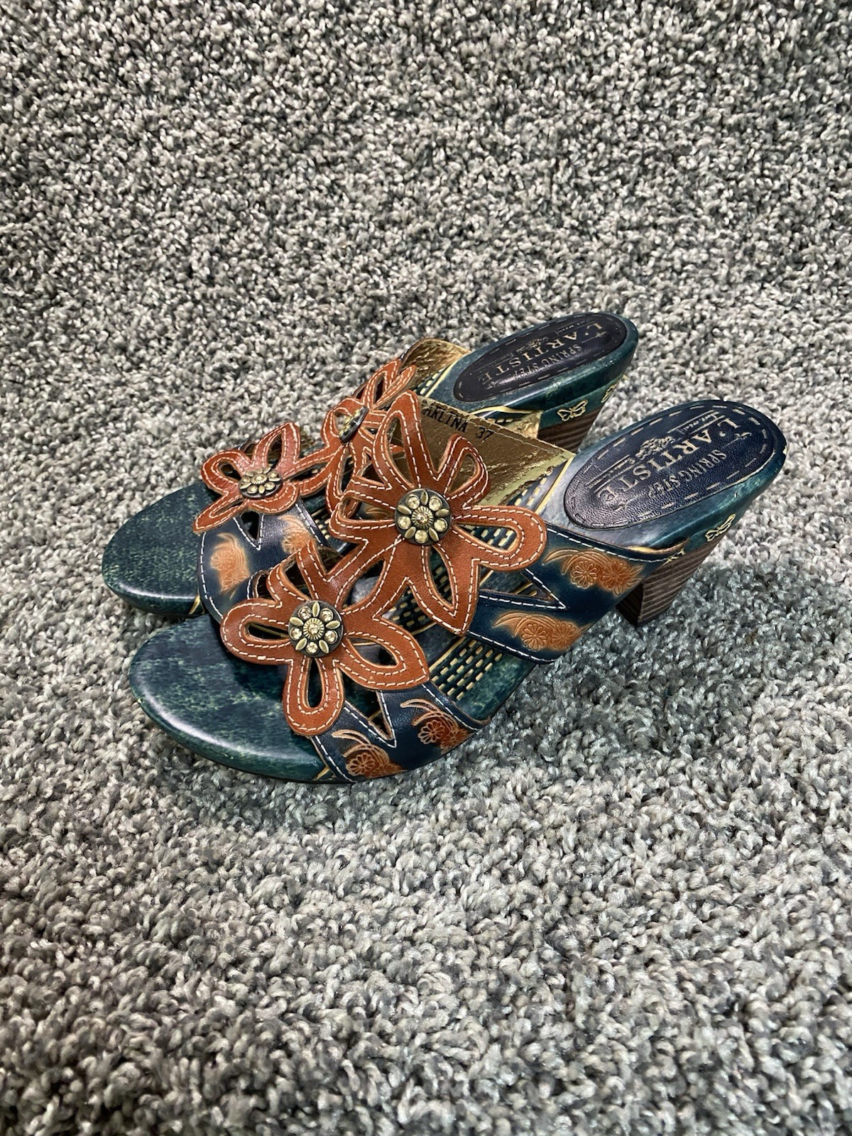 *Vintage* L’Artiste By Spring Step Carlina Leather Slides *Western Core*