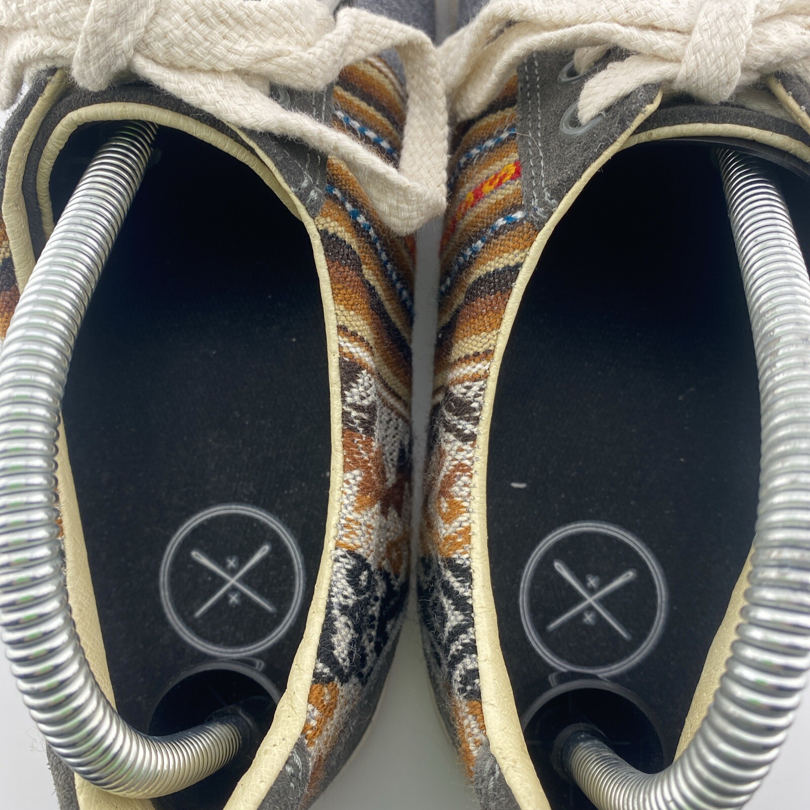 Inkkas Canvas/Suede Sneakers Boho Native Aztec Gray Brown Mens 11 Womens 13