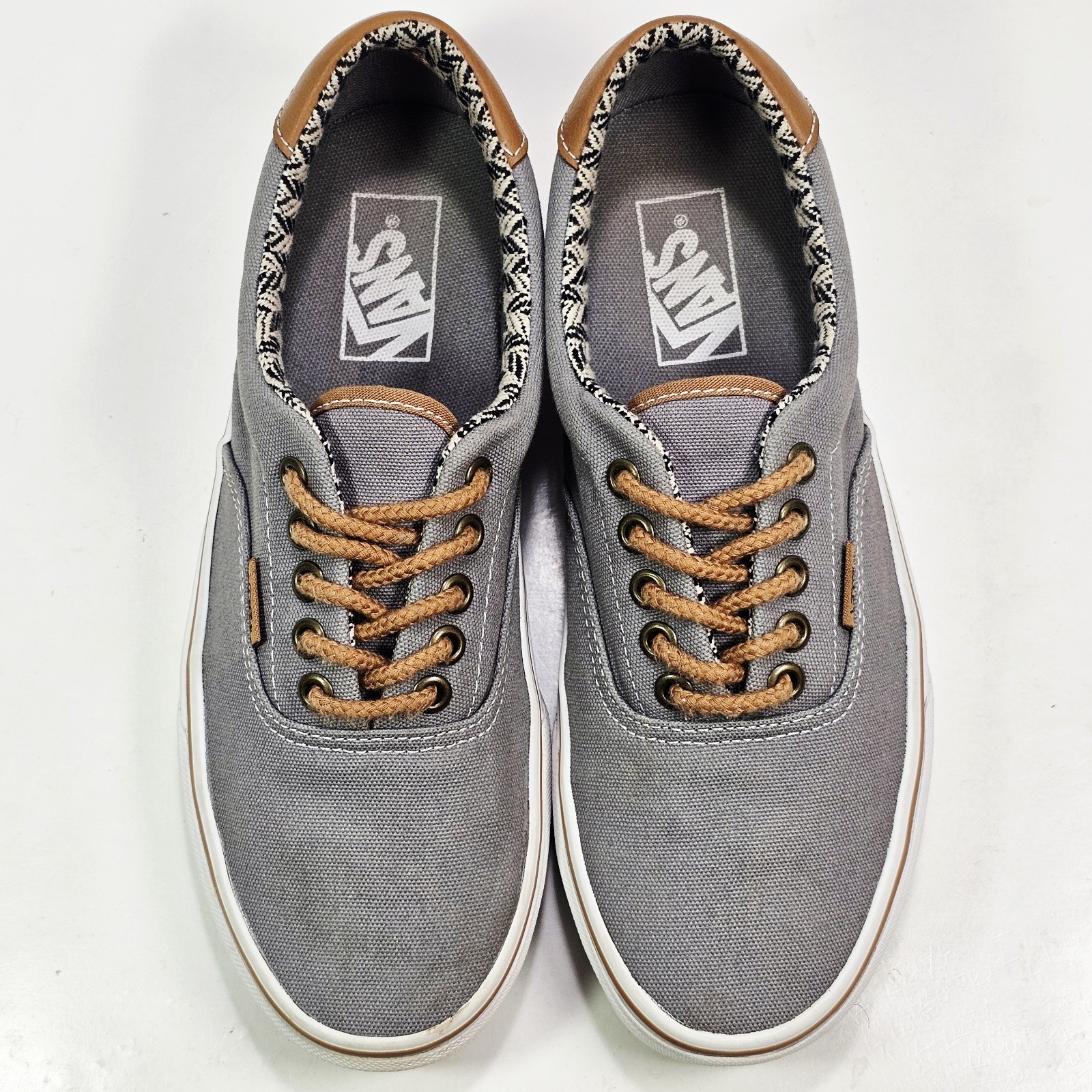 VANS Era 59 Womens 9.0 M C&L Sneakers Frost Gray Chevron Canvas Leather 500714