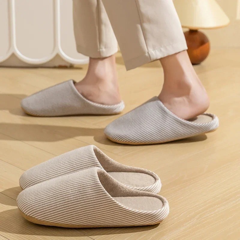 Unisex Soft Fur House Slippers Indoor Non Slip Flat Slide Bedroom Shoes Cozy