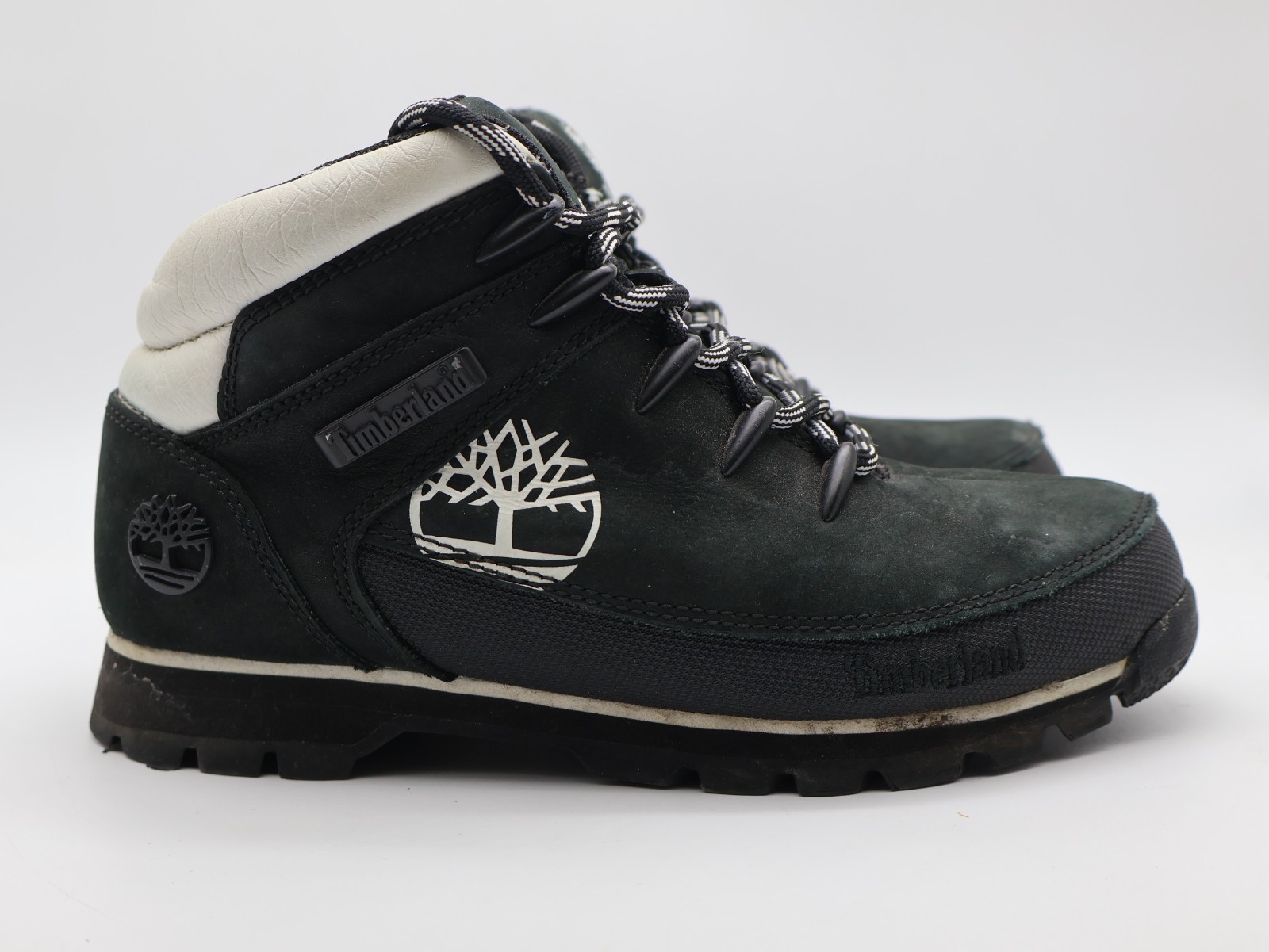 Timberland Euro Sprint Mid Hiker Boot A1R39 Women’s Size 6.5 Black White Trim