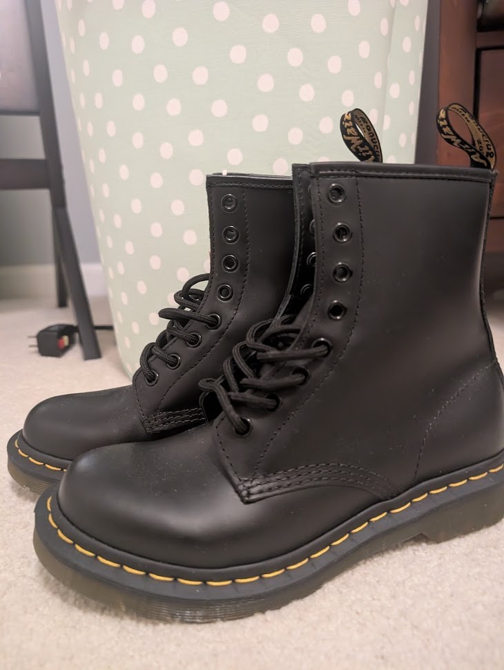 Dr. Martens 1460 Women’s Original Smooth Leather Lace Up Boots – Black, Size…