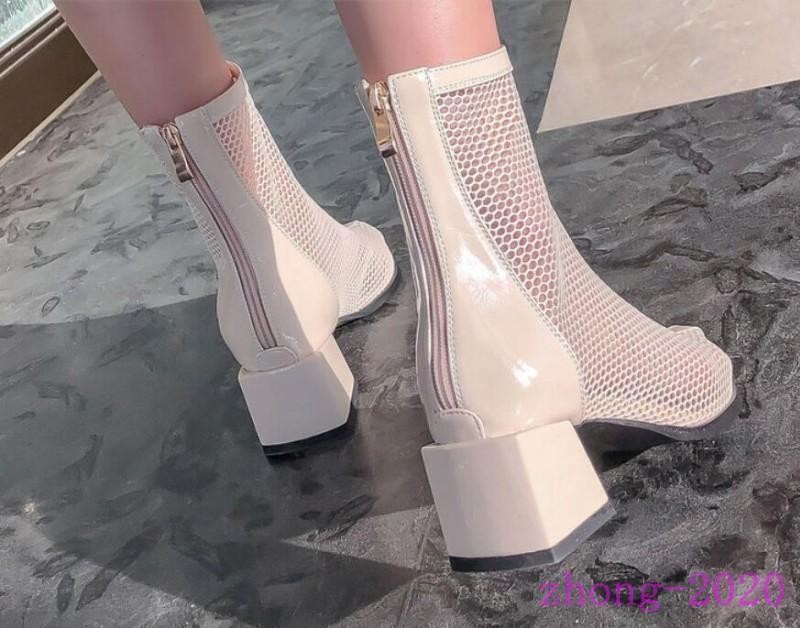 Women’s Mesh Pointed Toe Back Zip Ankle Boots Casual Party Formal Office Sandals