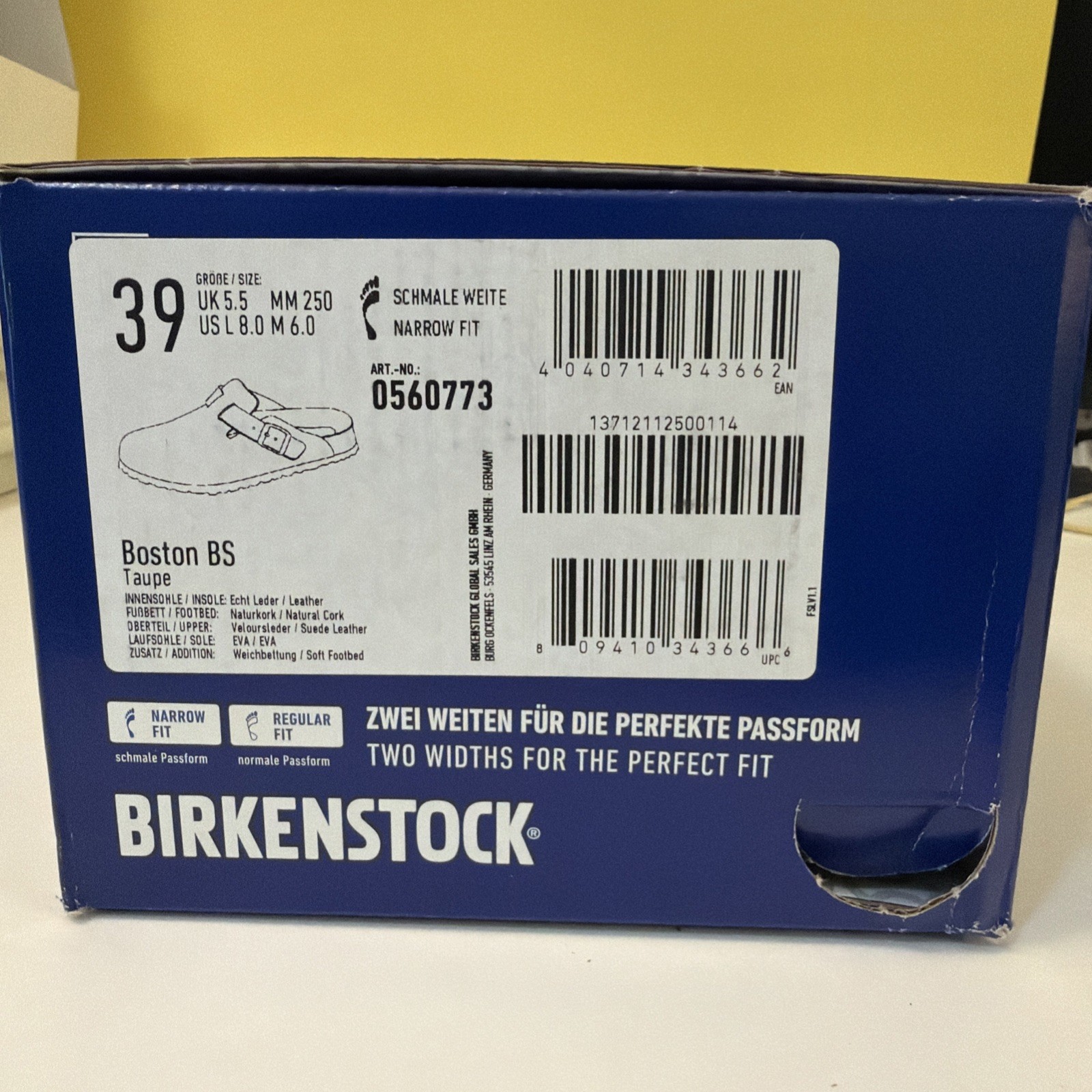 Birkenstock Boston BS- 39 narrow-New W/ Box