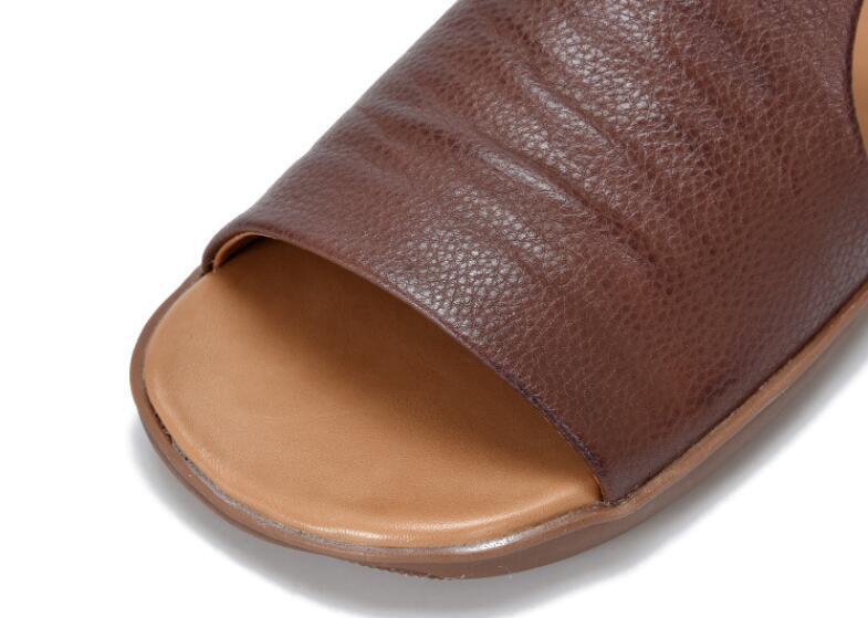 Women’s Gladiators Open Toe Cow Leather Sandals Flats Comfort Oxfords Ankle Boot